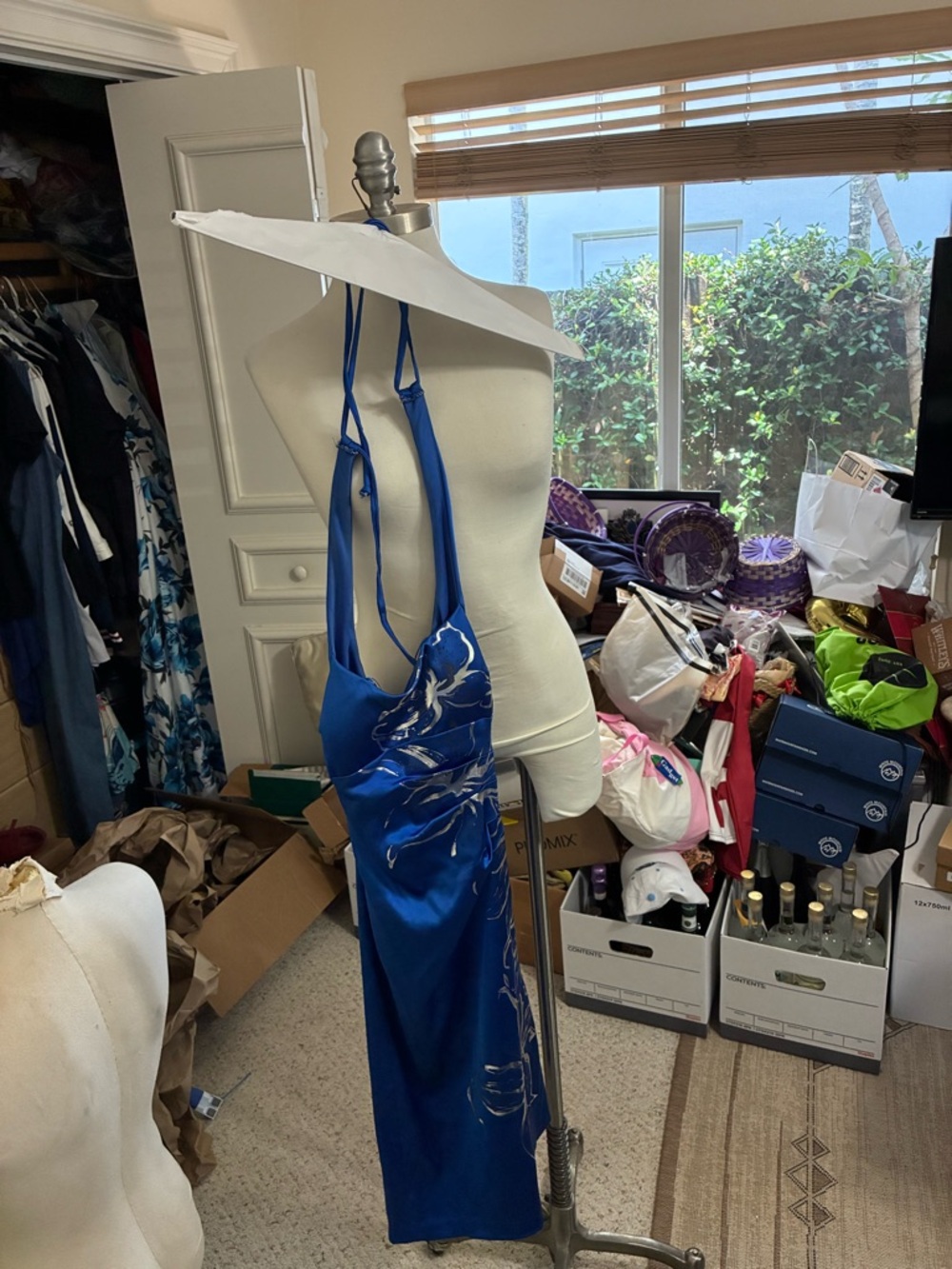 Cache Royal Blue Satin Halter Dress